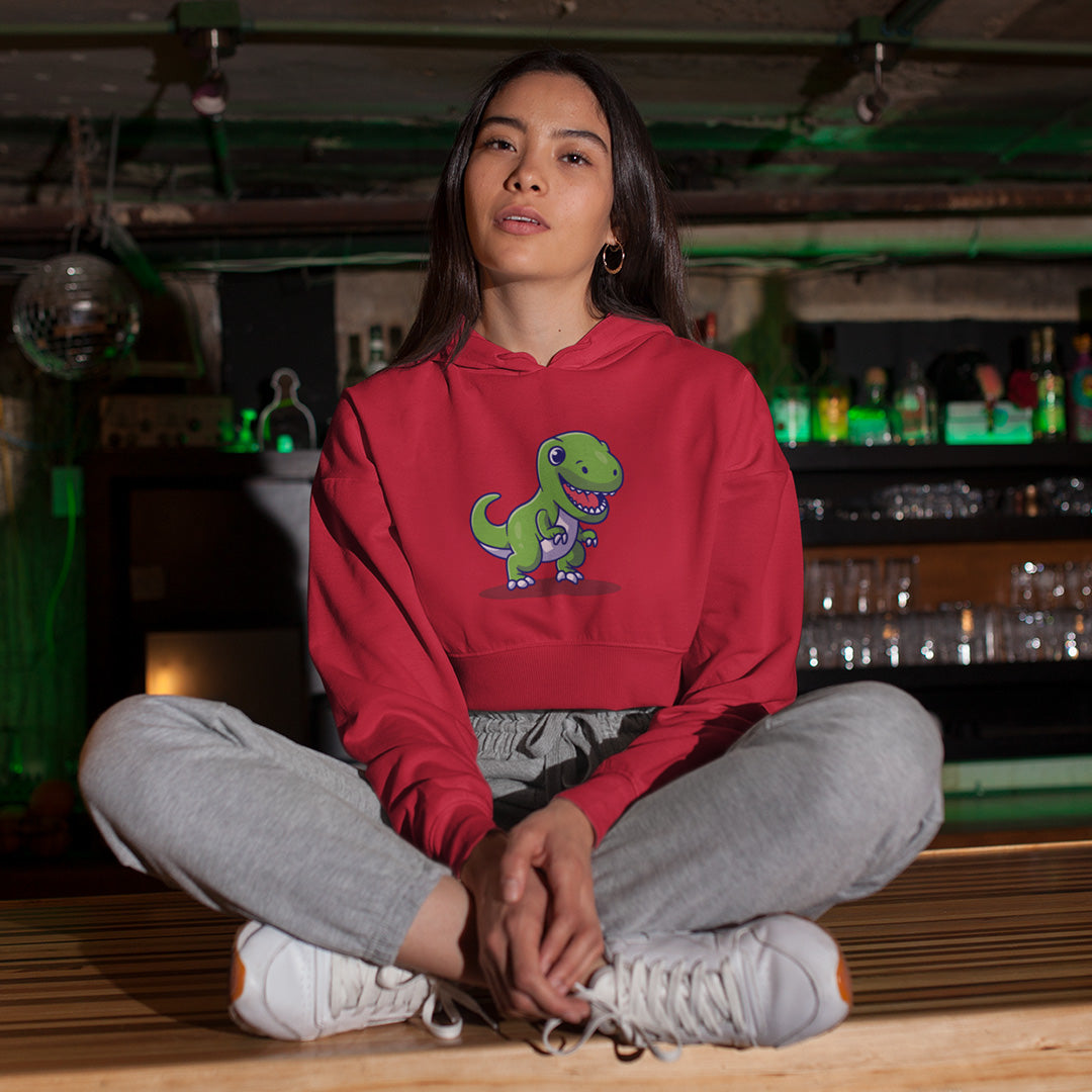 Cute Dinosaur - Women's Crop Hoodie The Mean Indian Store