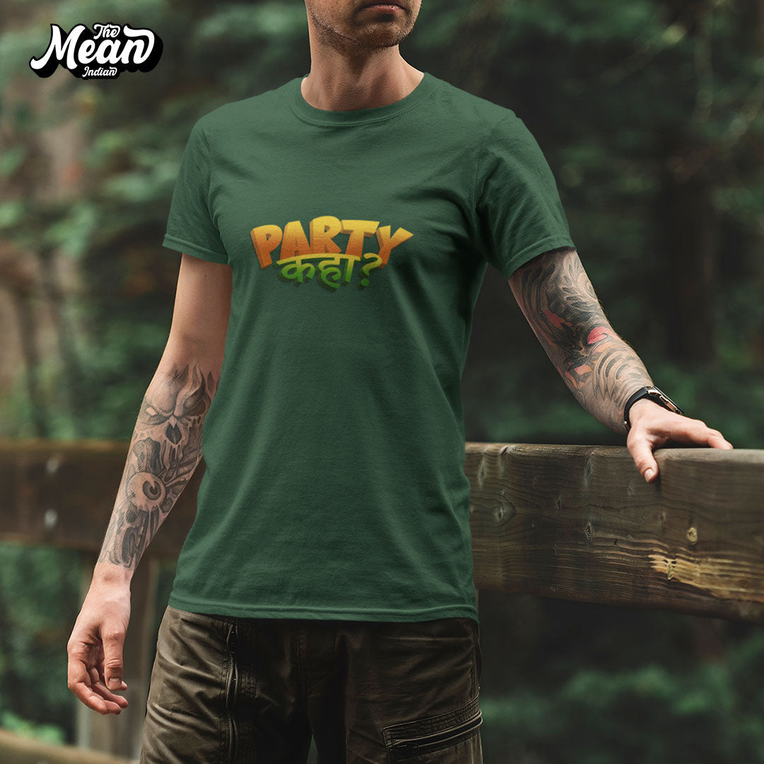 Men's Hindi - Party Kaha T-shirt The Mean Indian Store