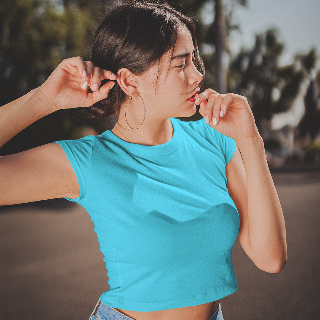 Sky Blue Women Crop Top The Mean Indian Store
