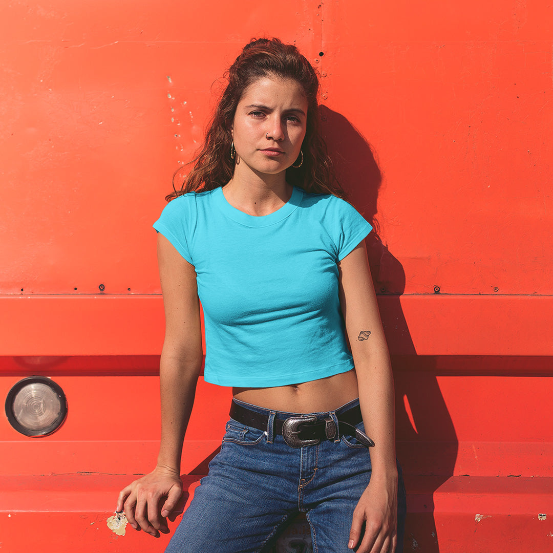 Sky Blue Women Crop Top The Mean Indian Store