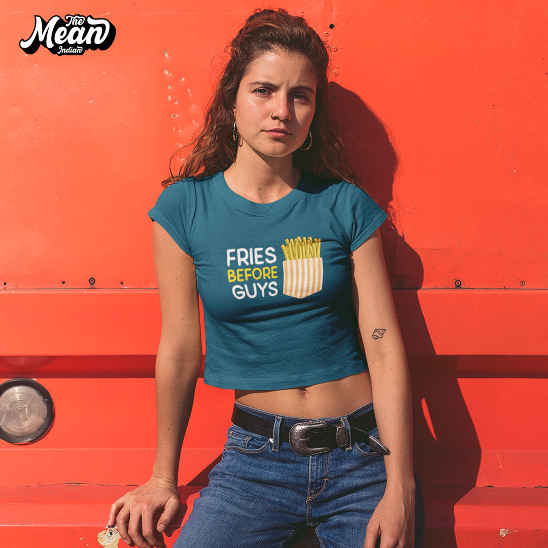 Women's Fries Before Guys Crop Top The Mean Indian Store