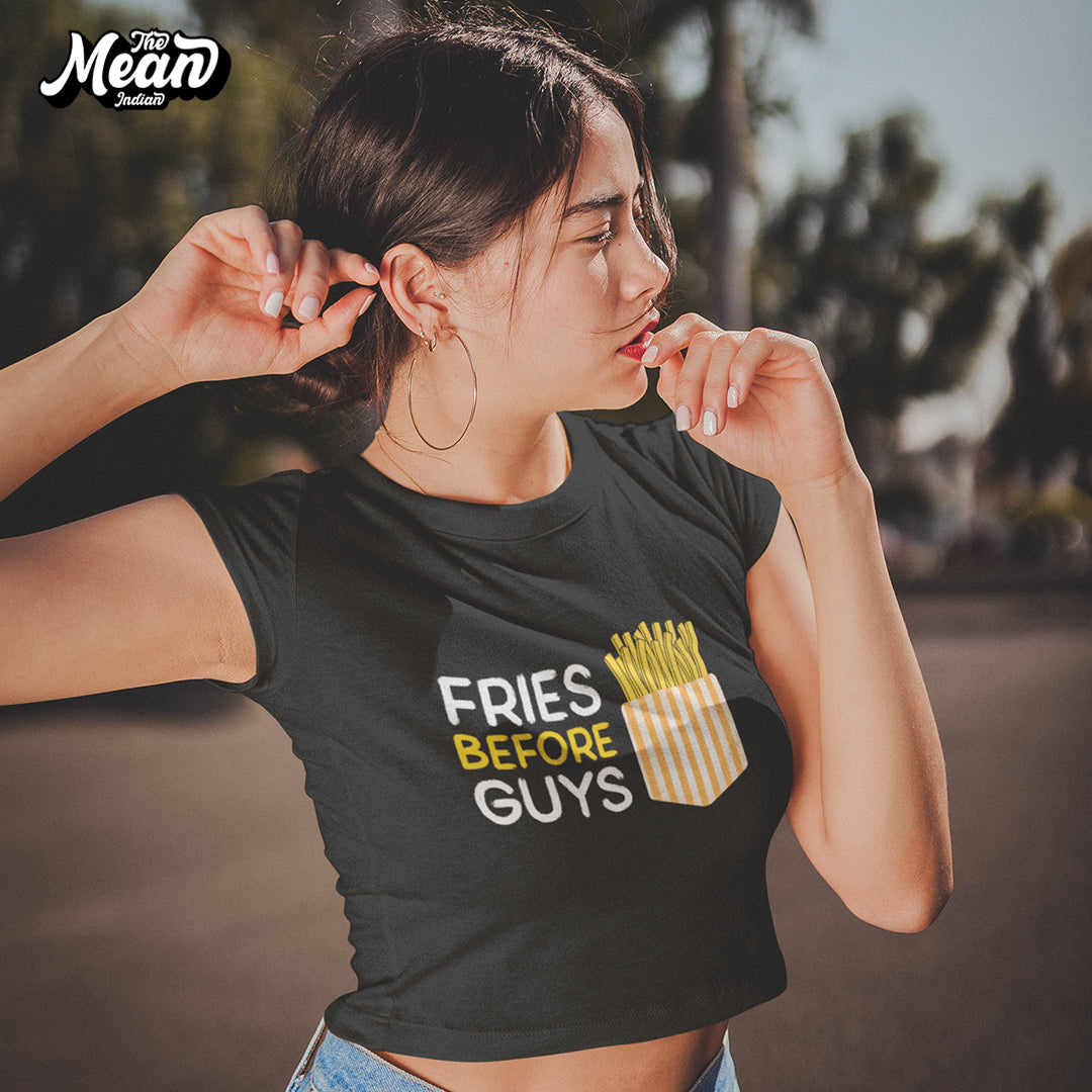 Women's Fries Before Guys Crop Top The Mean Indian Store