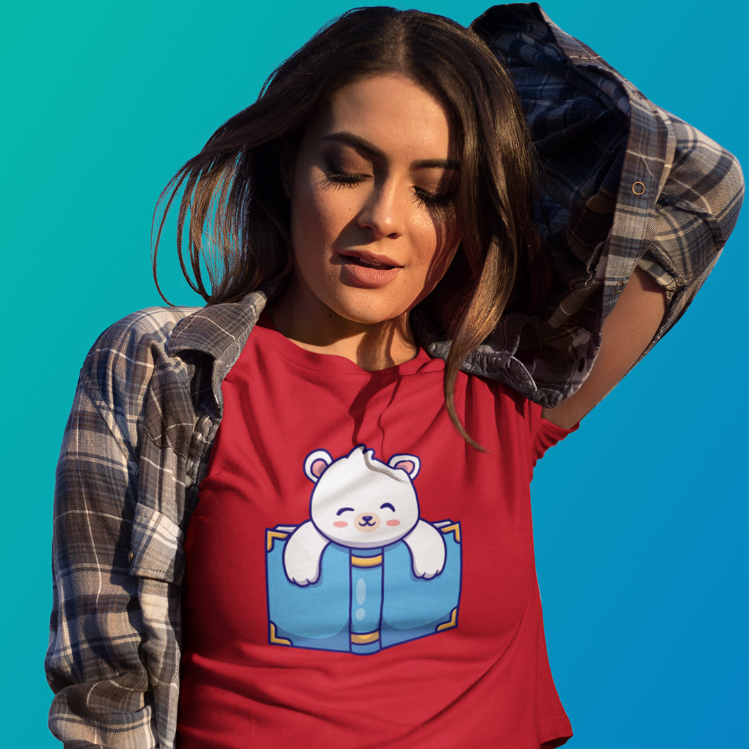 Women's Polar Bear Reading Crop Top The Mean Indian Store