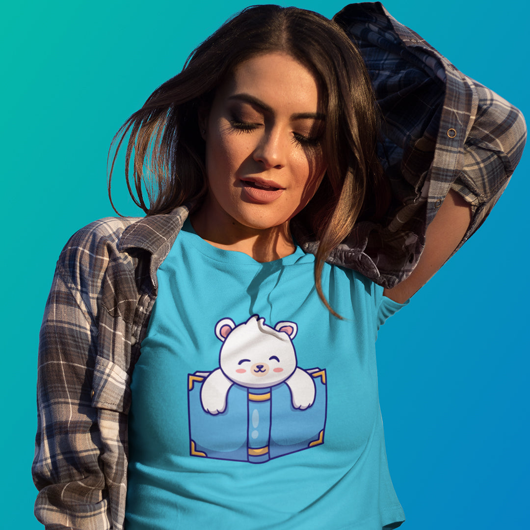 Women's Polar Bear Reading Crop Top The Mean Indian Store