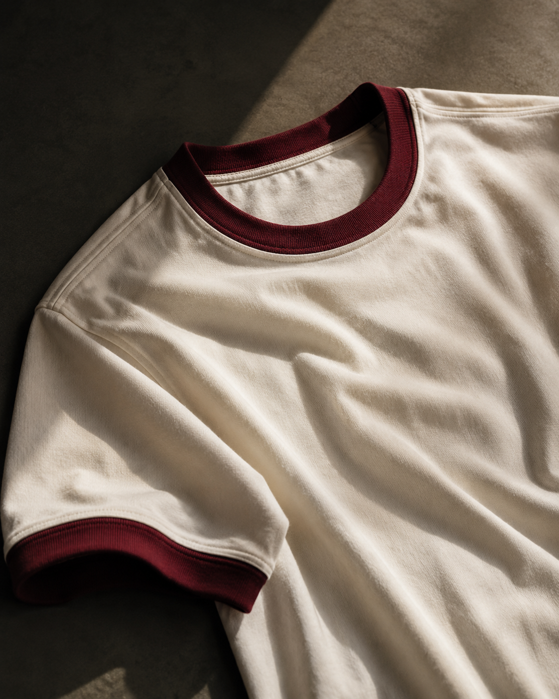BASE Ringer Tee | Off White & Maroon