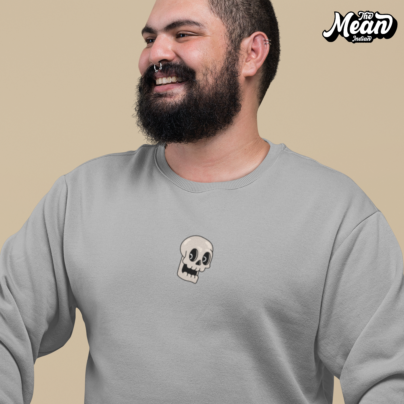 Cool Skull - Melange Grey Men's Sweatshirt The Mean Indian Store