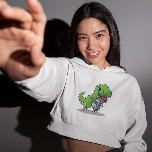 Cute Dinosaur - Women's Crop Hoodie The Mean Indian Store