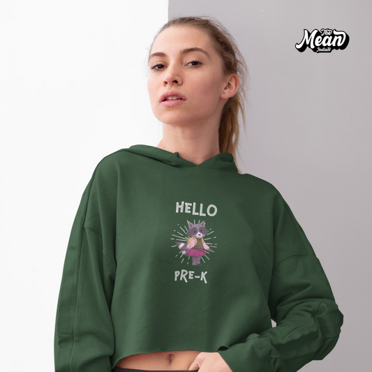 Hello Pre-k - Women's Crop Hoodie The Mean Indian Store