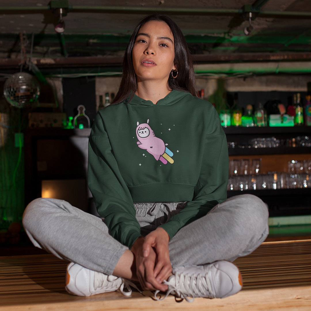 Ilama - Women's Crop Hoodie The Mean Indian Store