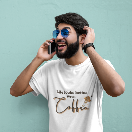 Life looks better with Coffee - Boring Men's T-shirt The Mean Indian Store