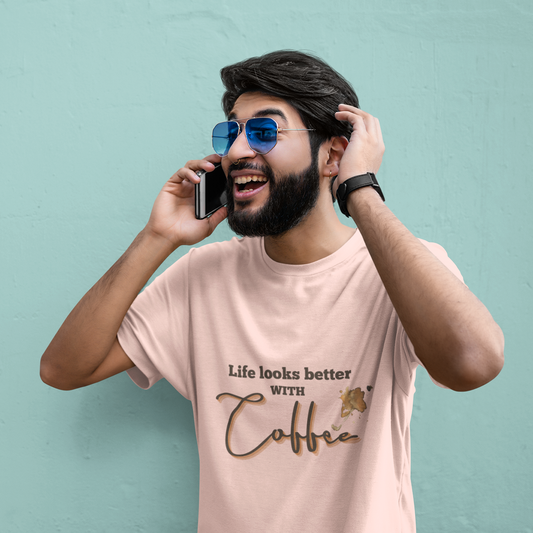 Life looks better with Coffee - Boring Men's T-shirt The Mean Indian Store