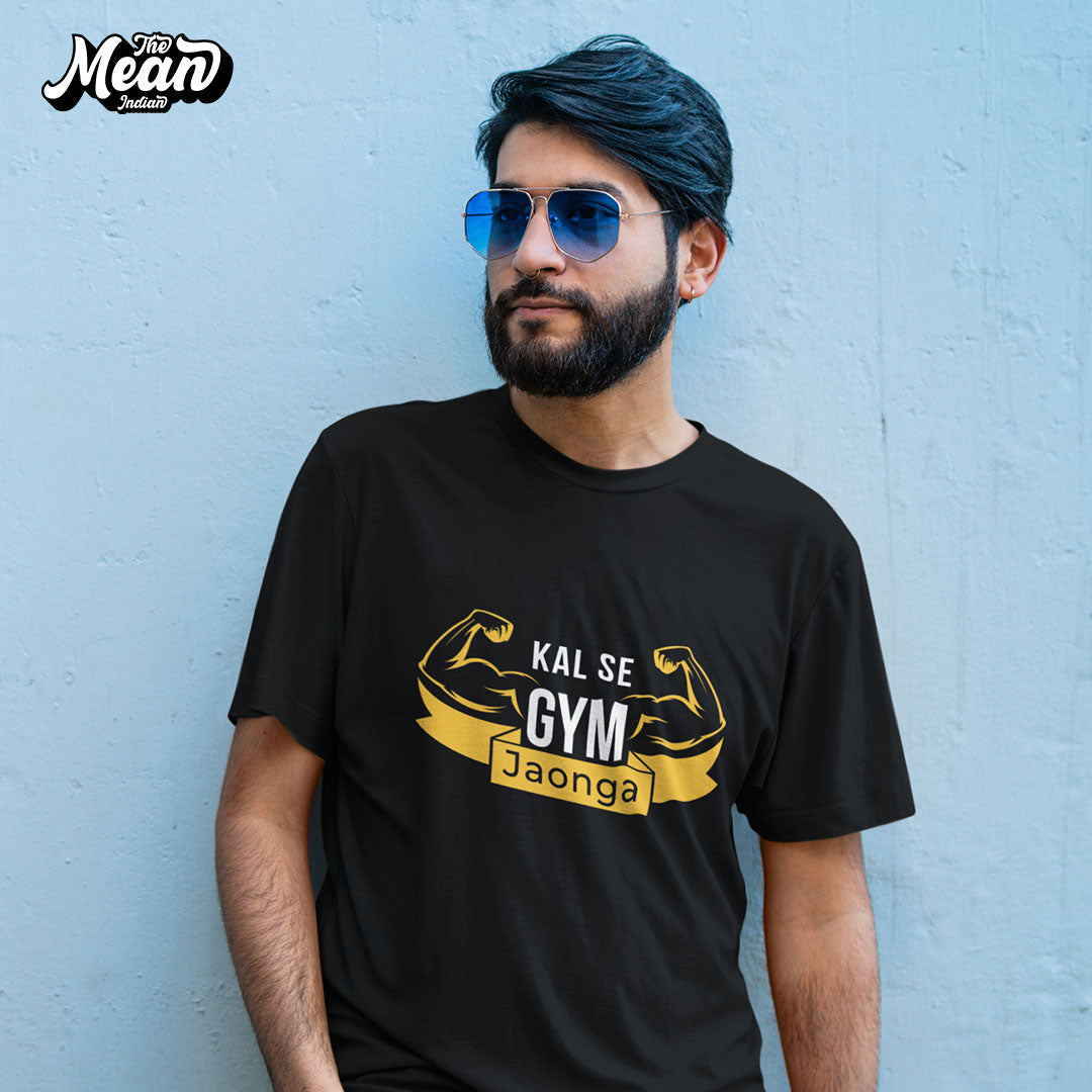Men's Hindi - Kal Se Gym Jaonga T-shirt The Mean Indian Store