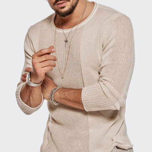 Men's Solid Color Textured Knit Sweater The Mean Indian Store