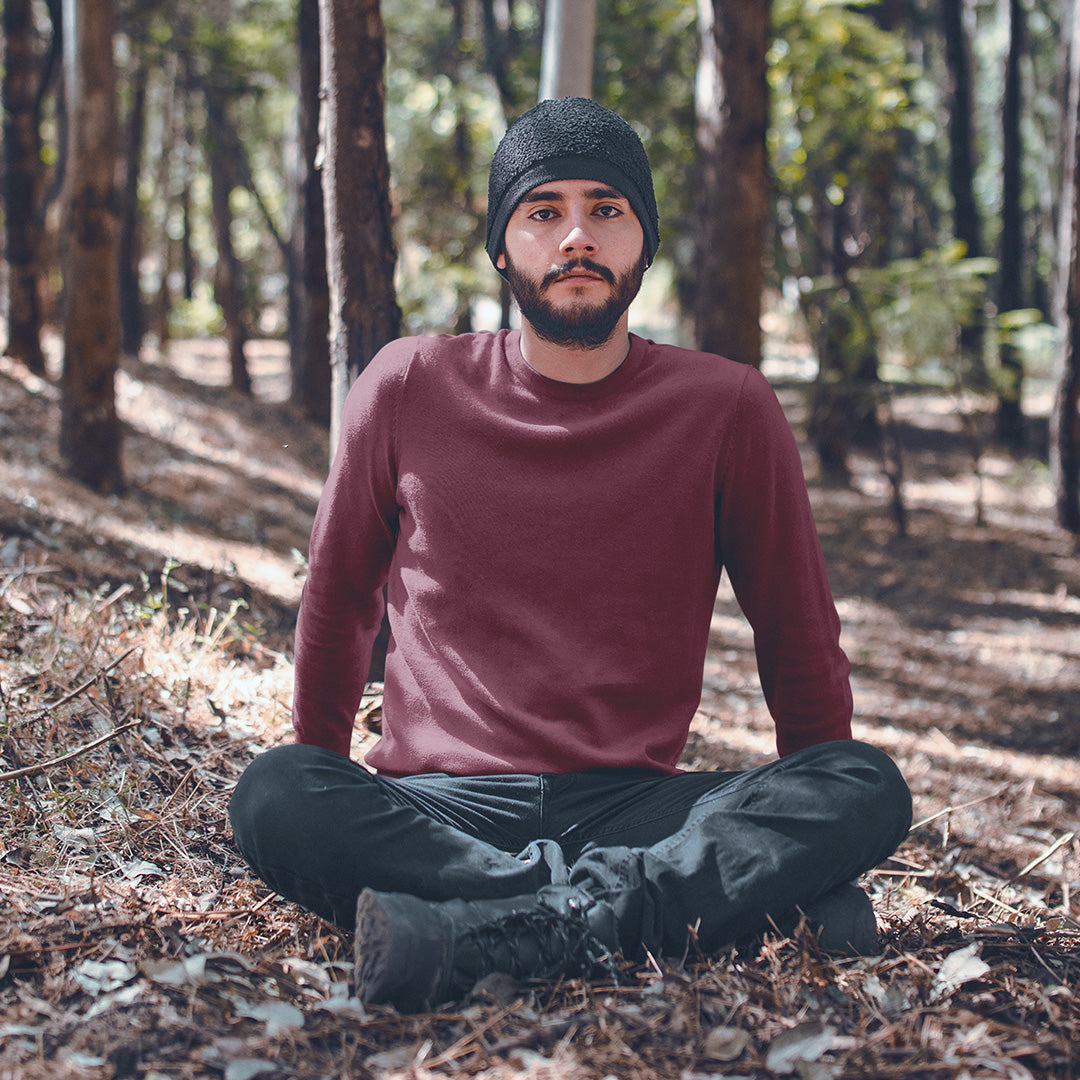 Men's Solid Maroon Sweatshirt The Mean Indian Store