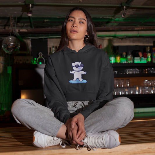 Surfing Polar Bear - Women's Crop Hoodie The Mean Indian Store