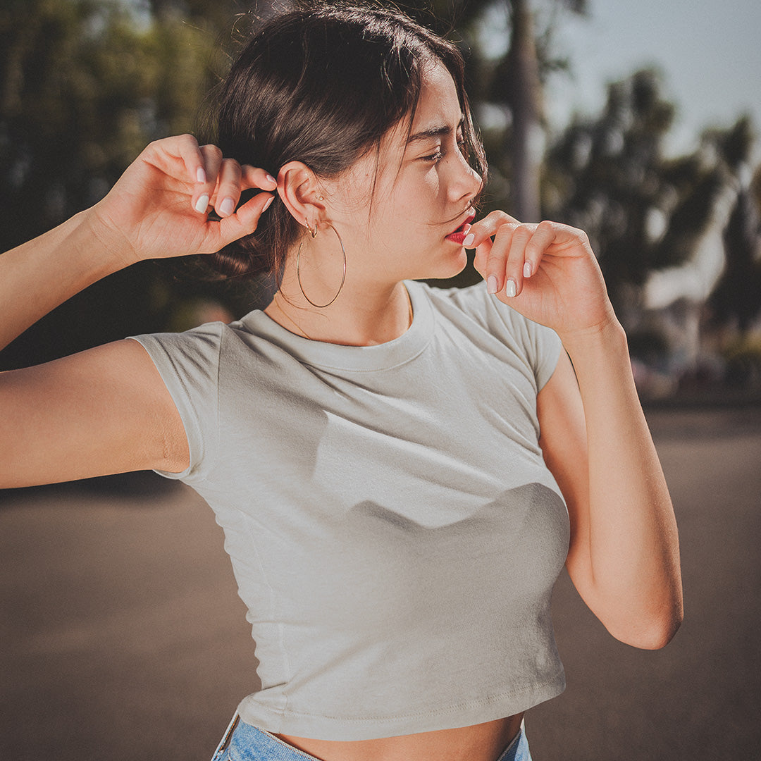 Women Melange Grey Crop Top The Mean Indian Store