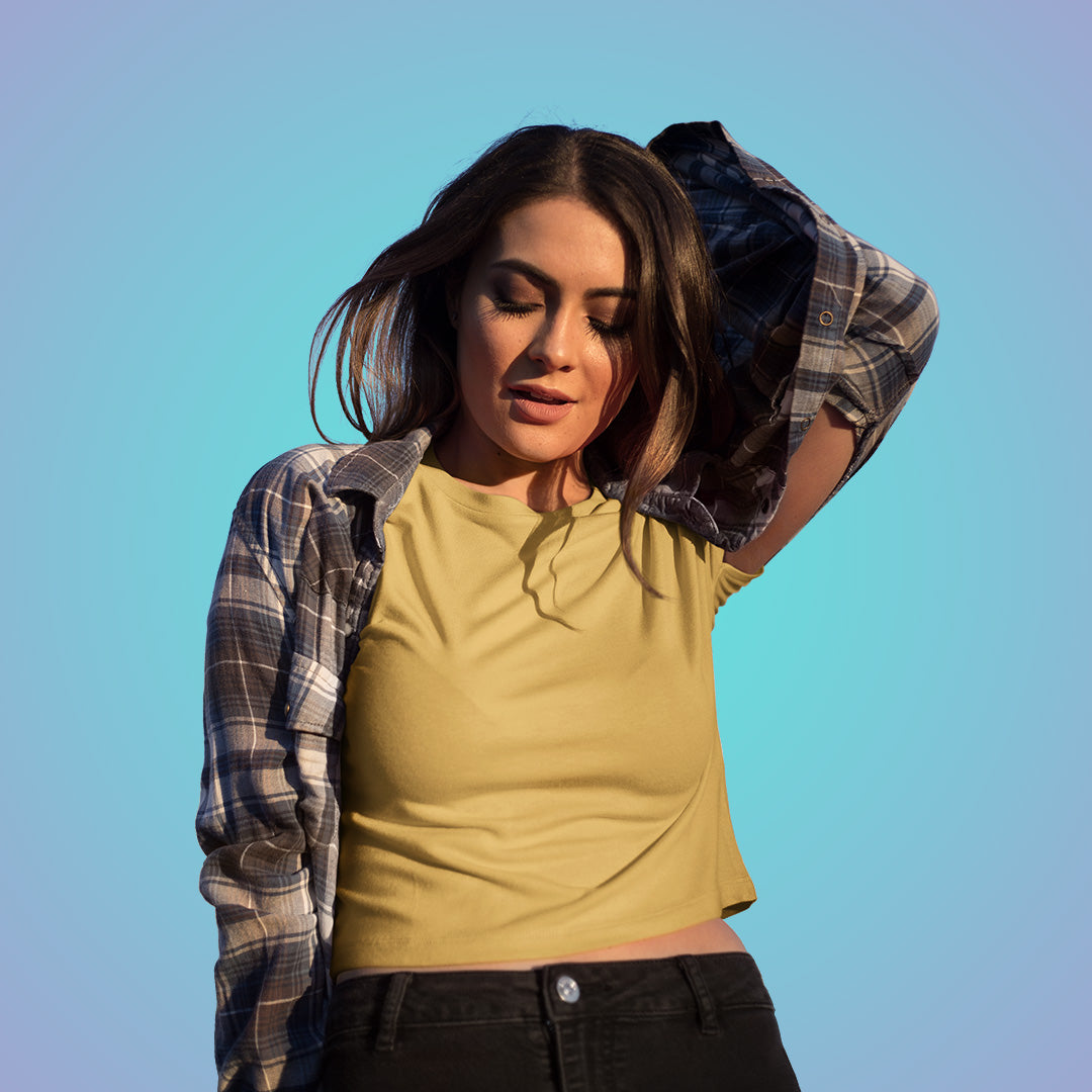 Women Mustard Yellow Crop Top The Mean Indian Store