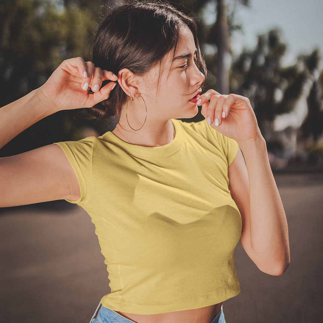 Women Mustard Yellow Crop Top The Mean Indian Store