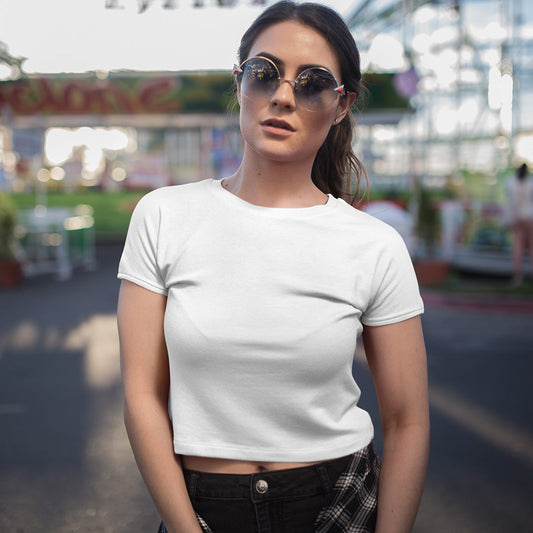 Women Solid White Crop Top The Mean Indian Store