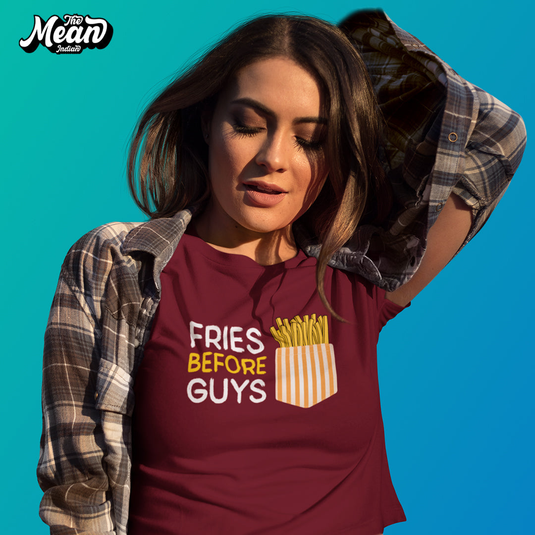 Women's Fries Before Guys Crop Top The Mean Indian Store