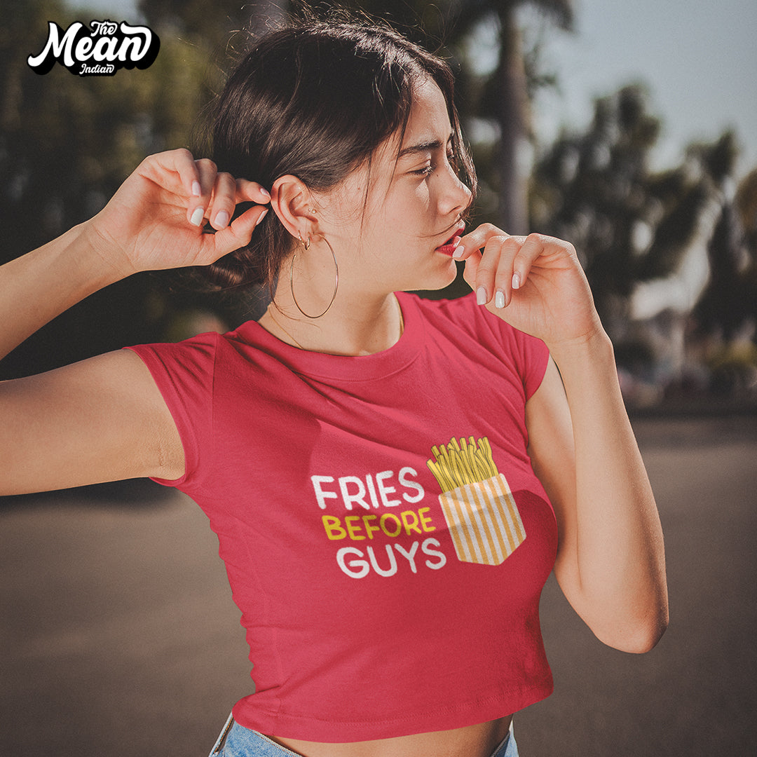 Women's Fries Before Guys Crop Top The Mean Indian Store