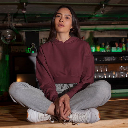 Women's Maroon Crop Hoodie The Mean Indian Store