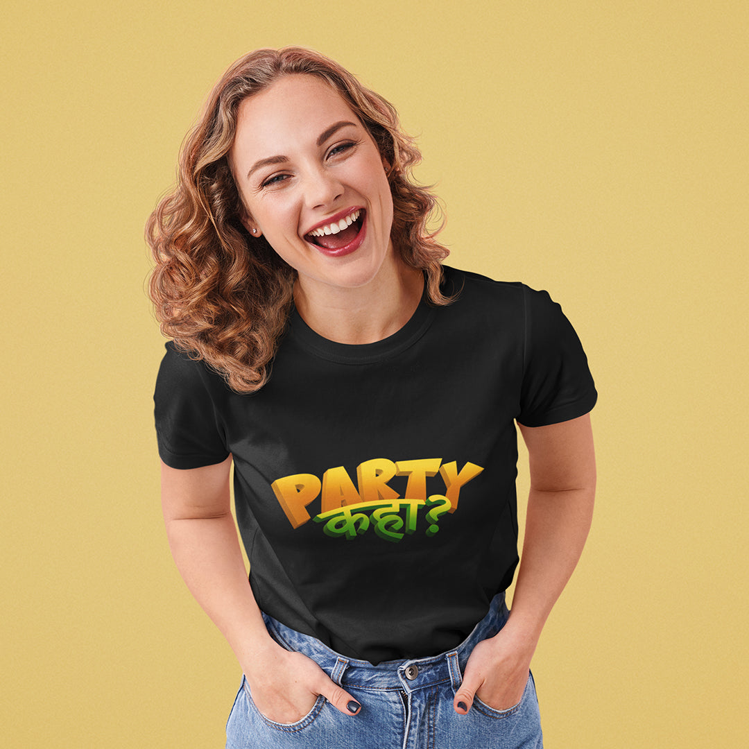 Women's Party Kaha - Hindi T-shirt The Mean Indian Store
