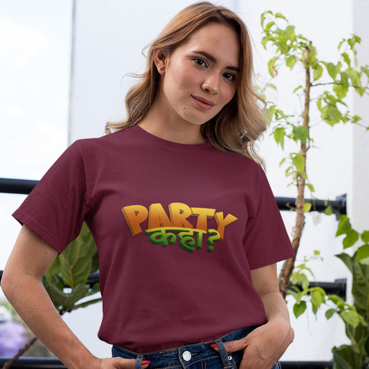 Women's Party Kaha - Hindi T-shirt The Mean Indian Store